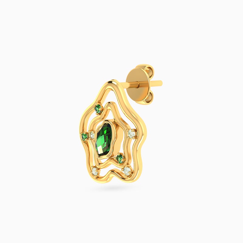 Miss L' by L'azurde Ripples Green Stones Stud Earrings in 14K Gold - Image 4